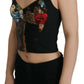 Dolce & Gabbana Black Patchwork Sicily Blouse Corset Cropped Top