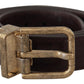 Dolce & Gabbana Elegant Leather Belt with Engraved Buckle