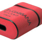 Dolce & Gabbana Red Black Calf Leather Logo Print Strap Airpods Case