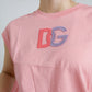 Dolce & Gabbana Pink Cotton DG Logo Crew Neck Tank T-shirt