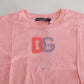 Dolce & Gabbana Pink Cotton DG Logo Crew Neck Tank T-shirt