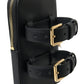Dolce & Gabbana Black Leather Men Purse Double Belt Strap Bracelet Bag