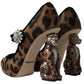Dolce & Gabbana Black Brown Calf Leopard Heel Mary Jane Pump Shoes