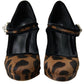 Dolce & Gabbana Black Brown Calf Leopard Heel Mary Jane Pump Shoes