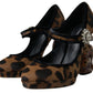 Dolce & Gabbana Black Brown Calf Leopard Heel Mary Jane Pump Shoes