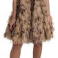 Dolce & Gabbana Sleeveless Leopard Chiffon Ostrich-Feather Dress