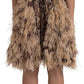 Dolce & Gabbana Sleeveless Leopard Chiffon Ostrich-Feather Dress