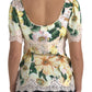 Dolce & Gabbana Multicolor Floral Lace V Neck Blouse
