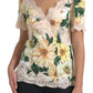 Dolce & Gabbana Multicolor Floral Lace V Neck Blouse