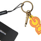 Dolce & Gabbana Yellow Rubber DG Logo Gold Brass Metal Keyring Keychain
