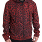 Dolce & Gabbana Red Leopard Hooded Bomber Jacket