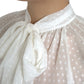 Dolce & Gabbana White Silk Sheer Tied Neck Polka Dots Blouse