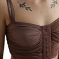 Dolce & Gabbana Brown Viscose Bustier Sleeveless Cropped Top
