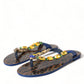 Dolce & Gabbana Blue Crystals Flats Sandals Beachwear Shoes