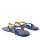 Dolce & Gabbana Blue Crystals Flats Sandals Beachwear Shoes
