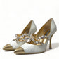 Dolce & Gabbana Elegant White Patent Crystal Bow Heels