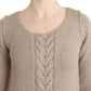 Cavalli Elegant Beige Knitted Crew Neck Sweater