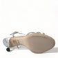 Dolce & Gabbana Silver Crystal Ankle Strap Sandals Shoes