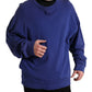 Dolce & Gabbana Royal Blue Cotton Crewneck Pullover Sweater