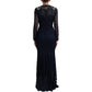 Dolce & Gabbana Crystal Embellished Navy Blue Flare Dress