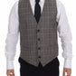 Dolce & Gabbana Elegant Brown Checkered Wool Dress Vest