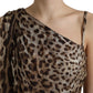 Dolce & Gabbana Elegant One-Shoulder Leopard Midi Dress