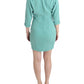 Costume National Elegant Green V-Neck Midi Dress