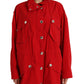 Dolce & Gabbana Red Polyester Hooded Button Rain Coat Jacket