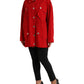 Dolce & Gabbana Red Polyester Hooded Button Rain Coat Jacket
