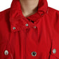 Dolce & Gabbana Red Polyester Hooded Button Rain Coat Jacket