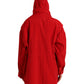 Dolce & Gabbana Red Polyester Hooded Button Rain Coat Jacket