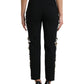 Dolce & Gabbana Black Floral Applique High Waist Tapered Pants