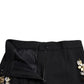 Dolce & Gabbana Black Floral Applique High Waist Tapered Pants