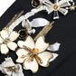 Dolce & Gabbana Black Floral Applique High Waist Tapered Pants