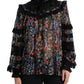 Dolce & Gabbana Black Floral Print Long Sleeves Blouse Top
