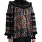 Dolce & Gabbana Black Floral Print Long Sleeves Blouse Top