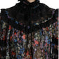 Dolce & Gabbana Black Floral Print Long Sleeves Blouse Top