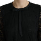 Dolce & Gabbana Black STAFF Blouse Floral Lace Nylon Top