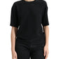 Dolce & Gabbana Black Silk Round Neck Short Sleeve Blouse Top