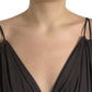 Dolce & Gabbana Brown Viscose Plunging V-neck Cropped Tank Top