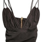 Dolce & Gabbana Brown Viscose Plunging V-neck Cropped Tank Top