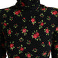 Dolce & Gabbana Black Rose Print Turtle Neck Blouse Top