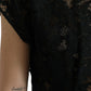 Dolce & Gabbana Elegant Black Floral Lace A-Line Mini Dress