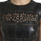 Valentino Shiny Black Nylon Cut Out A-line Mini Dress