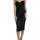 Dolce & Gabbana Elegant Black Lace-Up Midi Bodycon Dress