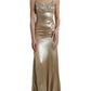 Dolce & Gabbana Elegant Metallic Gold Sheath Dress with Crystals