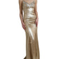 Dolce & Gabbana Elegant Metallic Gold Sheath Dress with Crystals