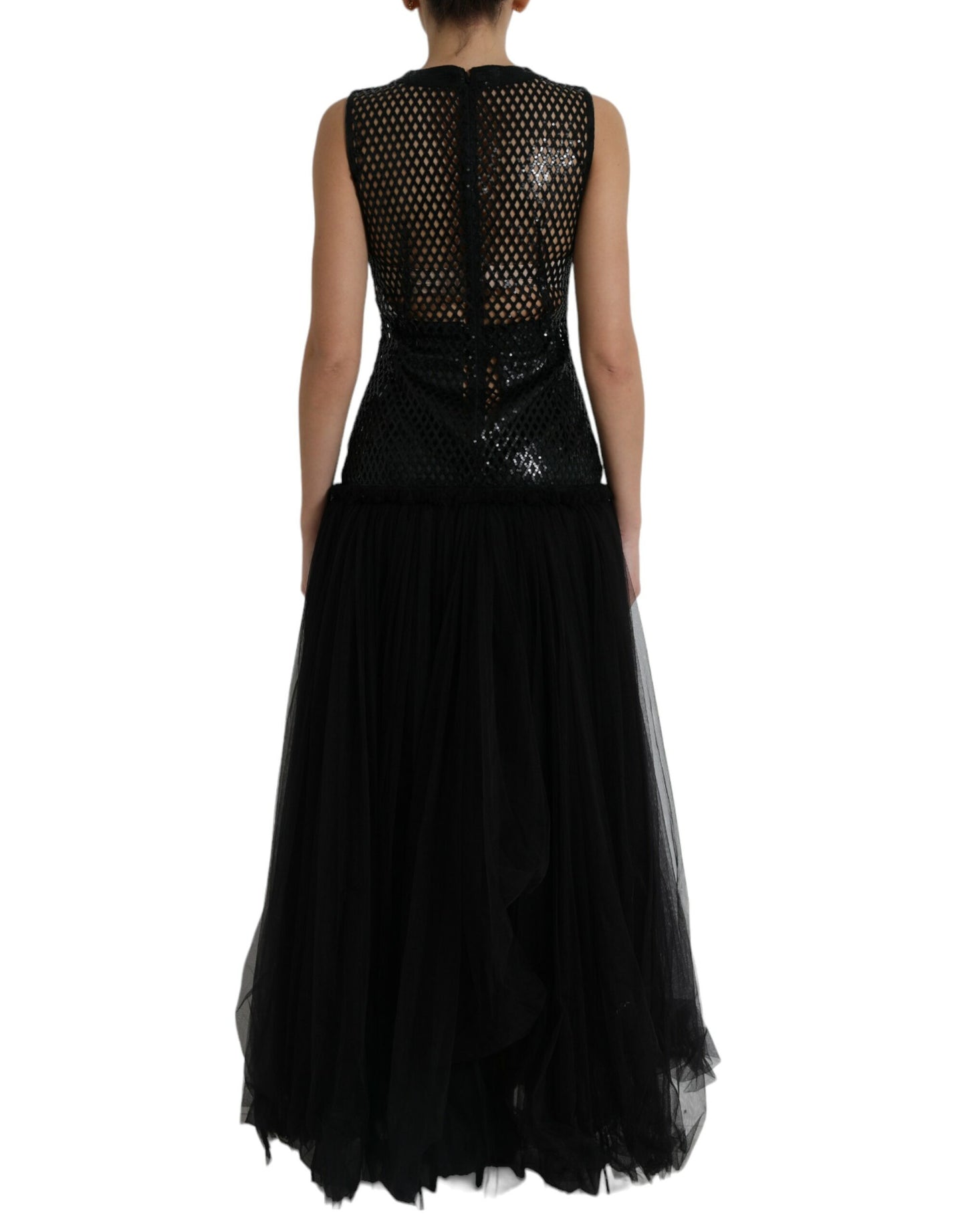 Dolce & Gabbana Elegant Black Sequined Evening Dress