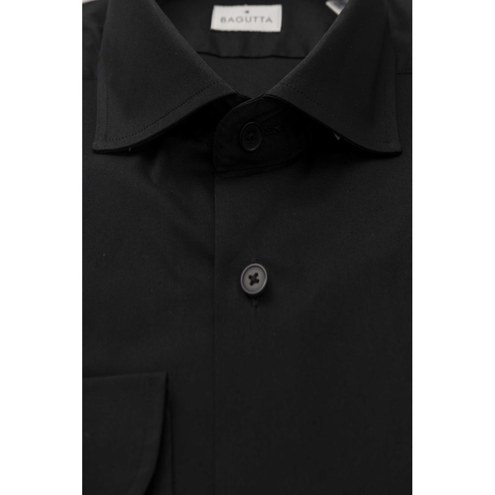 Bagutta Black Cotton Men's Slim Shirt