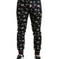 Dolce & Gabbana Black Ring Silk Jogging Trousers Pants